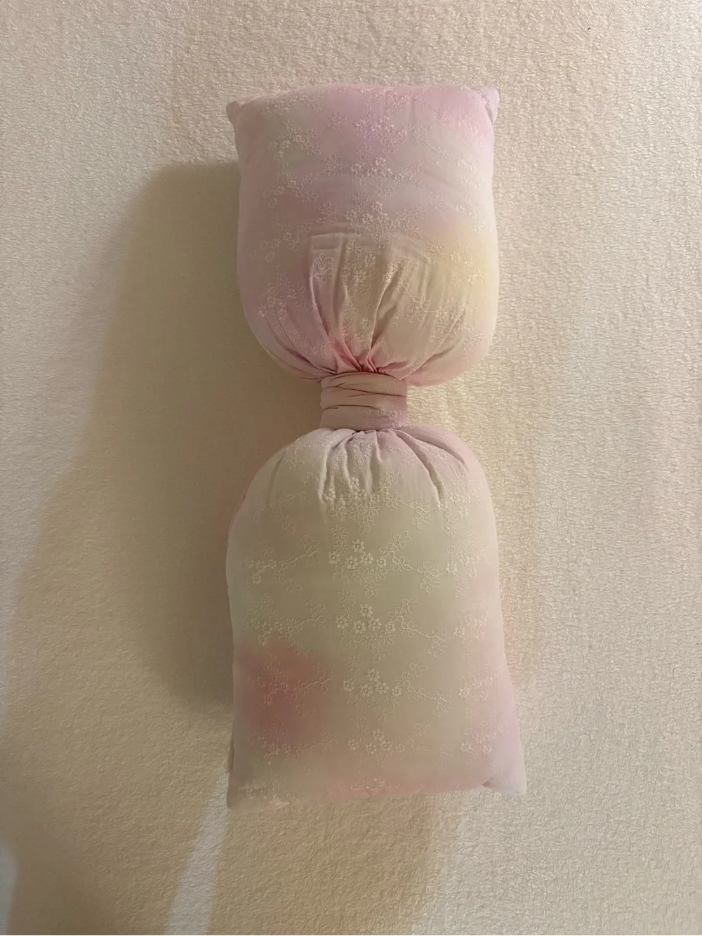 LoveShackFancy Pastel Flower Tie-dye Pink Yellow Oversized Bedrest Bow Pillow